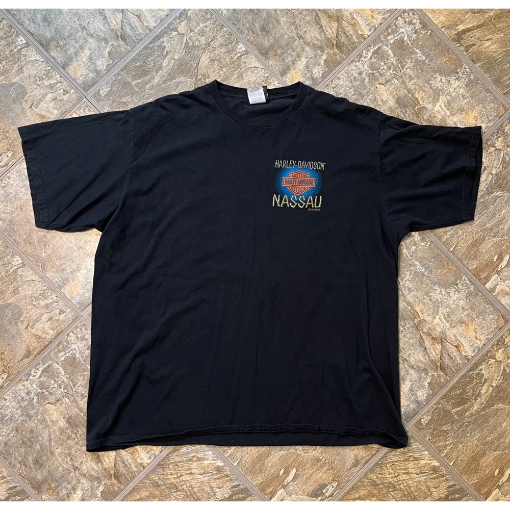 Harley Davidson T-Shirt Mens 2XL Black Nassau Bahamas Graphic Biker Tee - Picture 4 of 9